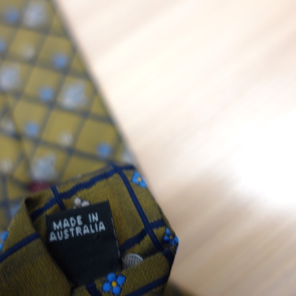 Koala Green Neck Tie Mens Olive Grid Lattice Florette Bear JOHN LOIS Australia - Picture 11 of 12